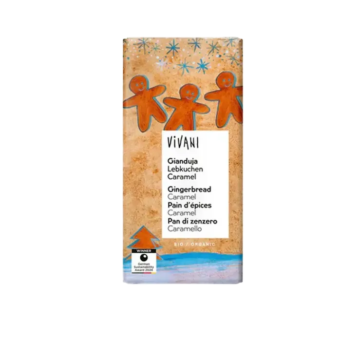 Vivani Mléčná čokoláda nugátová perník-karamel 100 g BIO